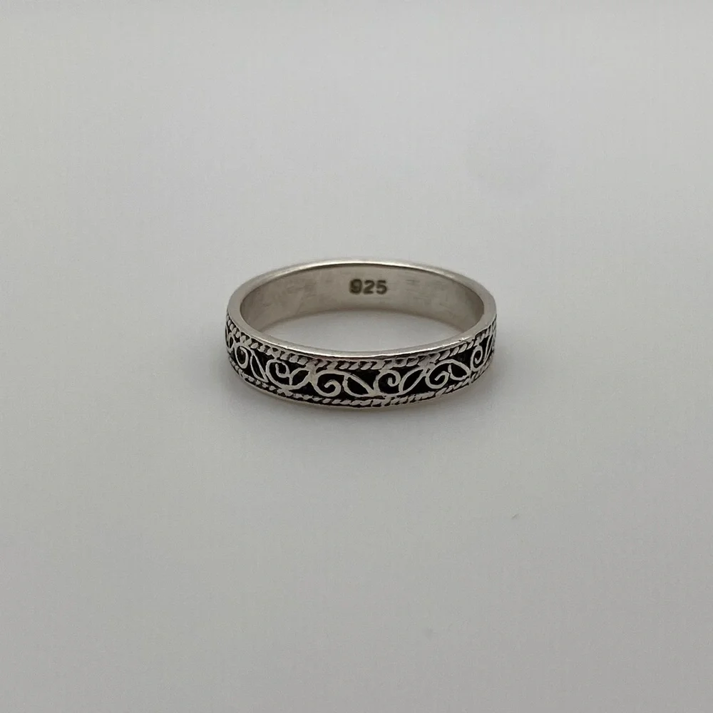 Sterling Silver 925 Leaf Vine Scroll Ring - Picture 6 of 7